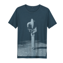 Afbeelding in Gallery-weergave laden, Heartcore Tuba - Loenatix Organic Bamboo Fairtrade T-shirt color Denim Blue Abstract Print T-shirt