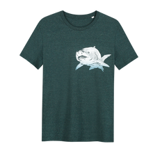 Afbeelding in Gallery-weergave laden, Shark T-shirt - Loenatix Organic Cotton Fairtrade T-shirt Animal Print T-shirt color Glazed Green