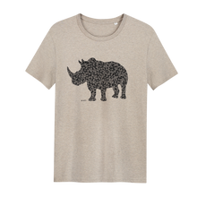 Load image into Gallery viewer, Rhino Heather Sand - Loenatix Organic Cotton Fairtrade T-shirt Animal Print T-shirt color Heather Sand