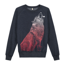 Load image into Gallery viewer, Wolf Navy Recycled Sweater Jumper - Loenatix Organic Cotton Fairtrade Sweater Animal Print Sweater Jumper color Navy