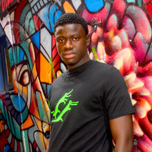 Load image into Gallery viewer, Loenatix Croco Stairs T-shirt - Krokodillen T-shirt Loenatix Organic Cotton Fairtrade T-shirt Animal Print T-shirt color Black