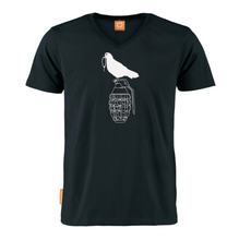 Load image into Gallery viewer, Okimono Bad Dove Sitting On Hand Grenade Peace T-shirt Graphic T-shirt Black V-neck T-shirt
