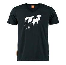 Afbeelding in Gallery-weergave laden, Okimono Body Painting Cow T-shirt Graffiti Art Graphic T-shirt Black V-neck T-shirt