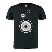 Afbeelding in Gallery-weergave laden, Okimono Mono Stereo Music Speaker Soundsystem Graphic T-shirt Black V-neck T-shirt