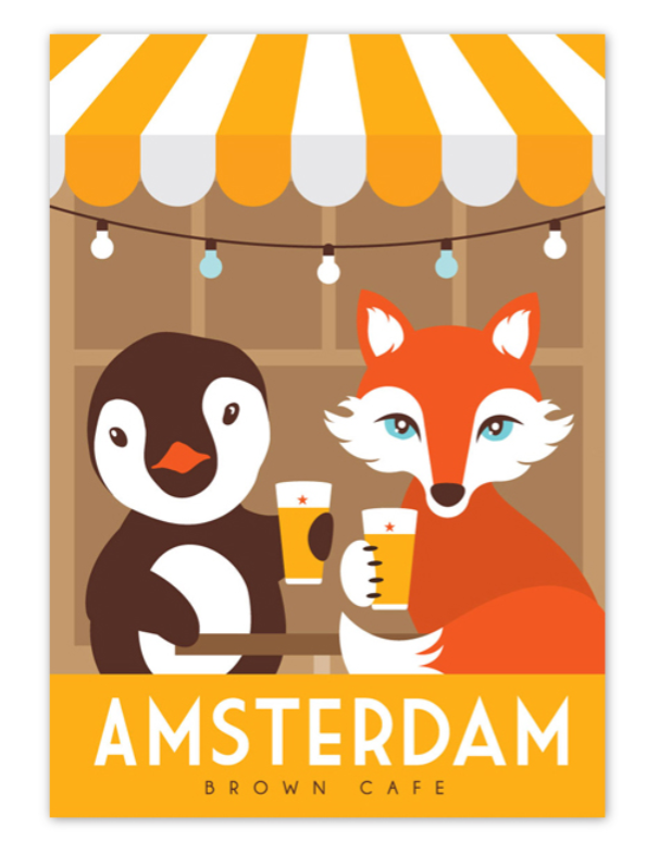 Postcard Amsterdam Brown Cafe Jordaan District