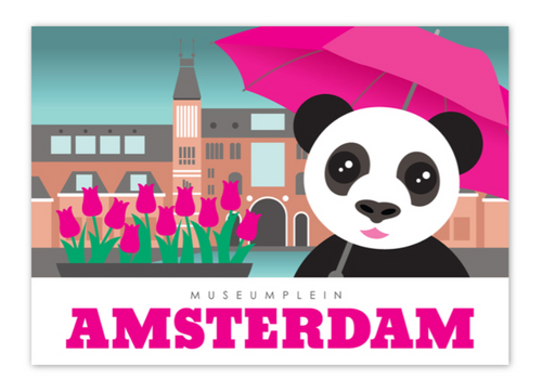 Postcard Amsterdam Rijksmuseum Panda Museumplein