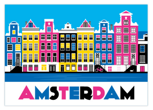 Postcard Amsterdam Colorful Canal Houses Herengracht Keizersgracht Prinsengracht Canal District