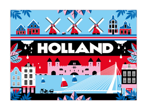 Postcard Holland Skylines Kinderdijk Zaanse Schans Muiden Castle Erasmus Bridge
