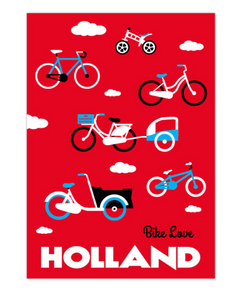 Postcard Holland Bikes Red Bike Love