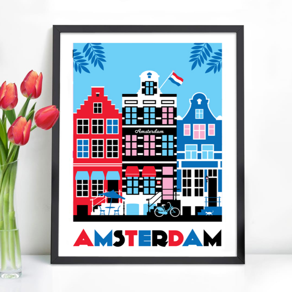 Poster Amsterdam Canal Houses Keizersgracht
