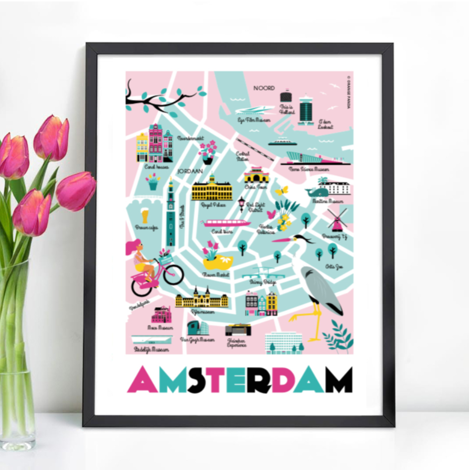 Poster Amsterdam Plattegrond