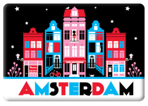 Magneet Amsterdam Grachtenhuisjes Rood Zwart