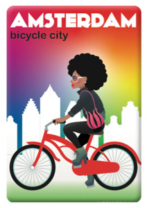Magnet Amsterdam Rainbow Bike Girl Bicycle City