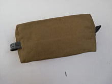 Load image into Gallery viewer, Canvas toiletry bag from recycled military canvas and bicycle inner tube, designed by Anne van Dijk. Photo 3 Bottom
