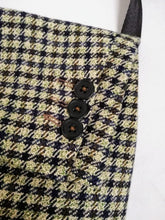 Load image into Gallery viewer, Classy crossbody bag handmade from the sleeve of a reused suit jacket, designed by Anne van Dijk, Color Brown, Photo Sleeve buttons
