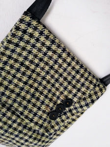 Classy crossbody bag handmade from the sleeve of a reused suit jacket, designed by Anne van Dijk, Color Brown, Close-up