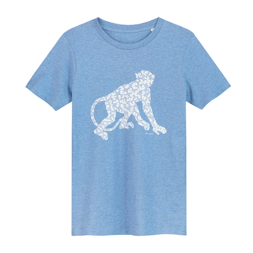 Monkey Pale Blue - Loenatix Organic Cotton Fairtrade Childrens T-shirt color Pale Blue