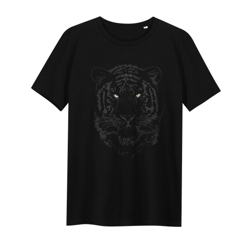 Zwarte Tijger Black Tiger Glow in the Dark - Loenatix Children's T-shirt Animal Print T-shirt color Black