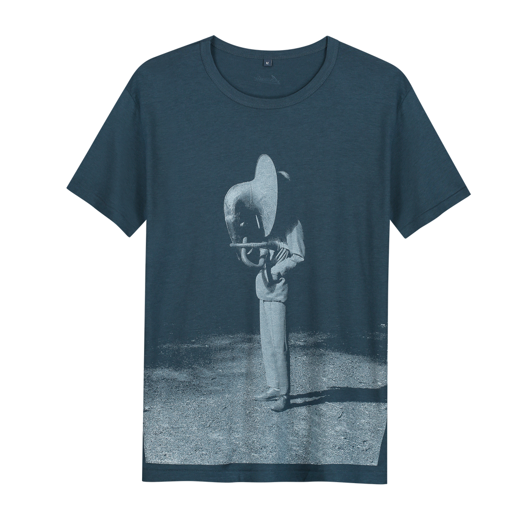 Heartcore Tuba - Loenatix Organic Bamboo Fairtrade T-shirt color Denim Blue Abstract Print T-shirt