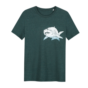 Shark T-shirt - Loenatix Organic Cotton Fairtrade T-shirt Animal Print T-shirt color Glazed Green