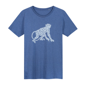 Monkey T-shirt - Loenatix Organic Cotton Fairtrade T-shirt color Indigo Blue
