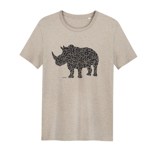 Rhino Heather Sand - Loenatix Organic Cotton Fairtrade T-shirt Animal Print T-shirt color Heather Sand