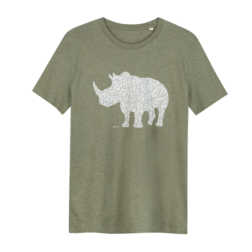 Rhino Khaki Green - Loenatix Organic Cotton Fairtrade T-shirt Animal Print T-shirt color Khaki Green