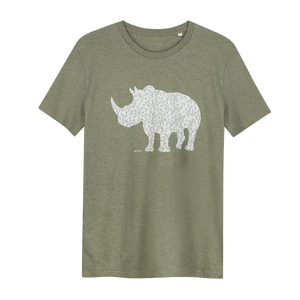 Rhino Khaki Green - Loenatix Organic Cotton Fairtrade T-shirt Animal Print T-shirt color Khaki Green