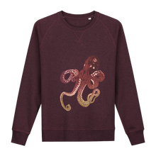 Afbeelding in Gallery-weergave laden, Octopus sweater Inktvis trui Glow in the Dark sweater - Loenatix sweater kleur Bordeaux  Heather Grape Red
