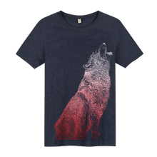 Load image into Gallery viewer, Wolf Navy Recycled - Loenatix Organic Cotton Fairtrade T-shirt Animal Print T-shirt color Navy
