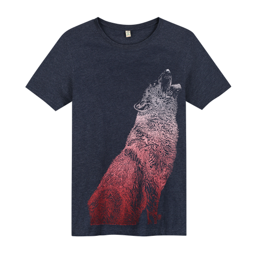 Wolf Navy Recycled - Loenatix Organic Cotton Fairtrade T-shirt Animal Print T-shirt color Navy