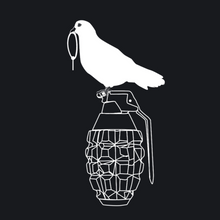 Load image into Gallery viewer, Okimono Bad Dove Sitting On Hand Grenade Peace T-shirt Graphic T-shirt Art Design Close-Up
