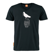Afbeelding in Gallery-weergave laden, Okimono Bad Dove Sitting On Hand Grenade Peace T-shirt Graphic T-shirt Black V-neck T-shirt
