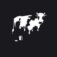 Load image into Gallery viewer, Okimono Body Painting Cow T-shirt  Graffiti Art Graphic T-shirt Black Art Design Close-Up
