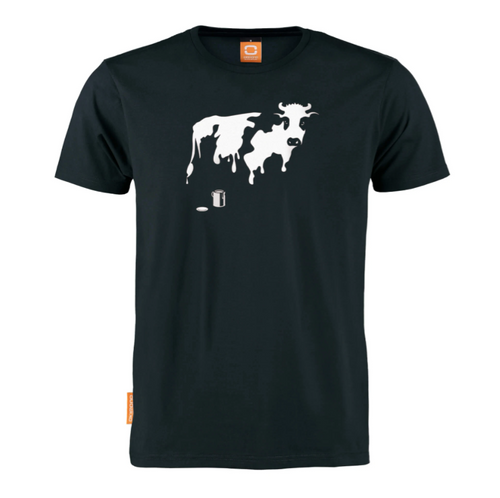 Okimono Body Painting Cow T-shirt  Graffiti Art Graphic T-shirt Black Round neck T-shirt