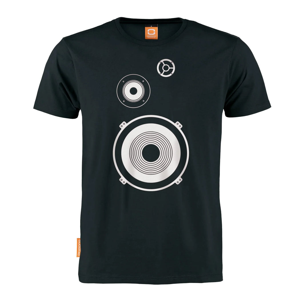 Okimono Mono Stereo Music Speaker Soundsystem Graphic T-shirt Black V-neck T-shirt