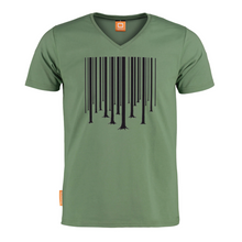 Load image into Gallery viewer, Okimono A Forest T-shirt Green Barcode The Cure Graphic T-shirt V-neck T-shirt
