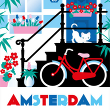 Load image into Gallery viewer, Coasters Amsterdam Canal Houses Colorful Bike Cat Steps Tulips 
