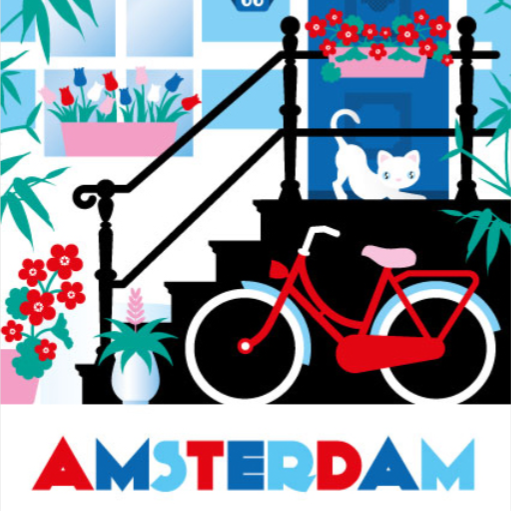 Coasters Amsterdam Canal Houses Colorful Bike Cat Steps Tulips 