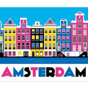 Coasters Amsterdam Canal Houses Colorful Bike Cat Keizersgracht