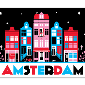 Coasters Amsterdam Canal Houses Red Black Red Light District Bike Cat Nieuwmarkt